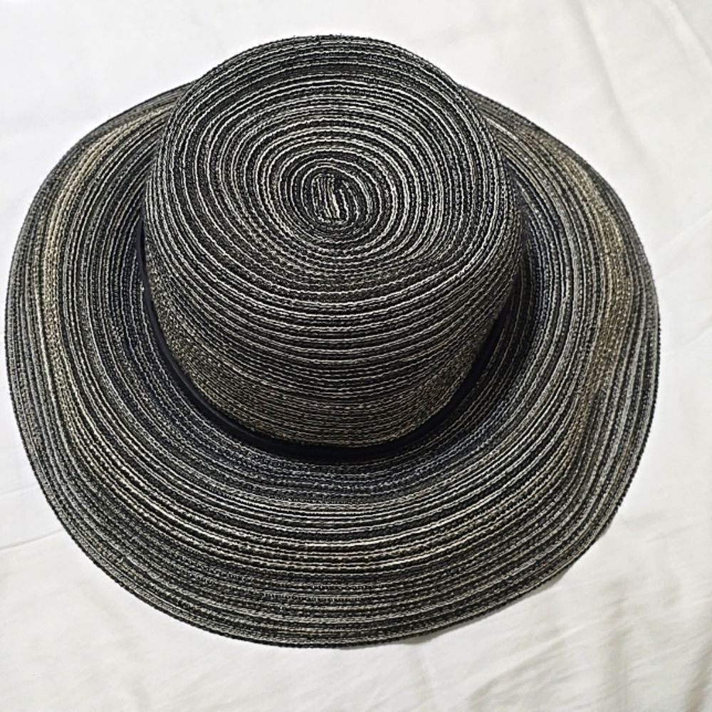 Peter Grimm Sun Hat Women Floppy Gray/gold Resort Vacation One Size Bead